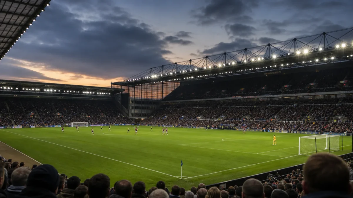 Italiensk fotballstadion i kveldslys