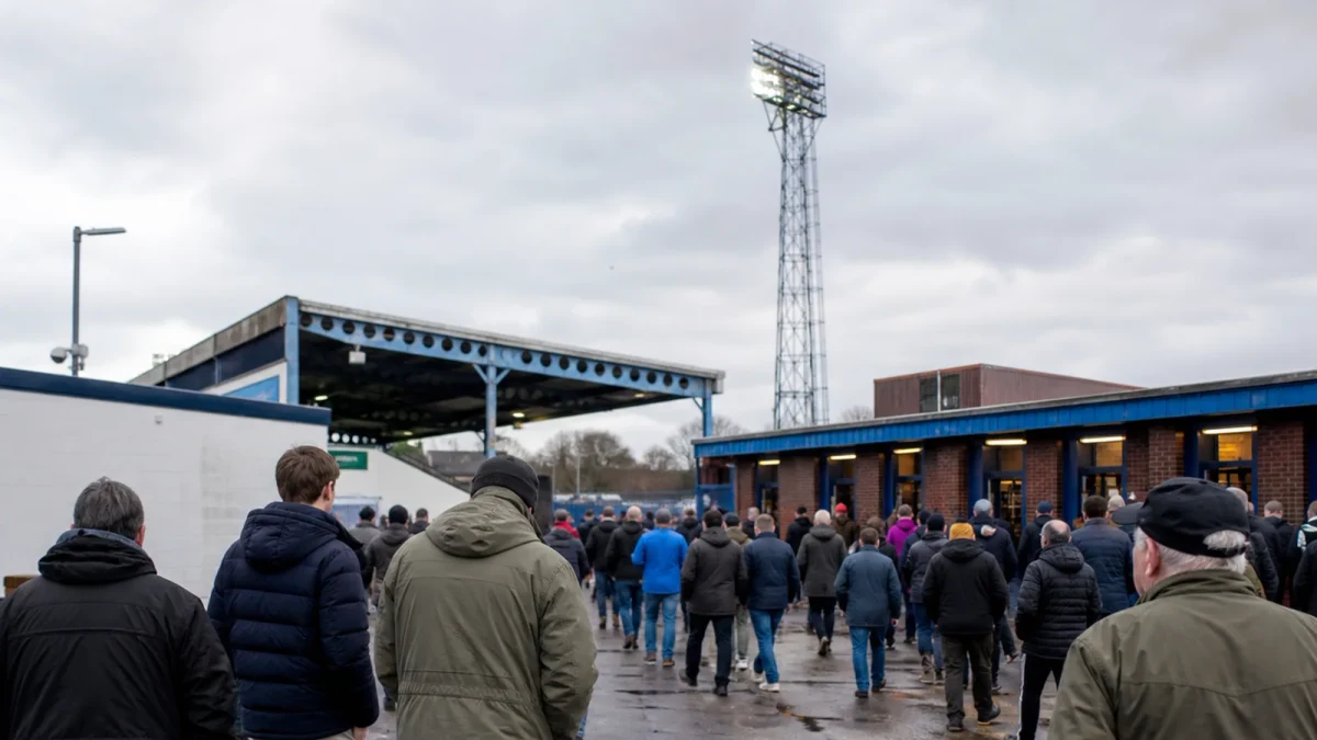 Fotballarena med flomlys før TV-sendt kamp